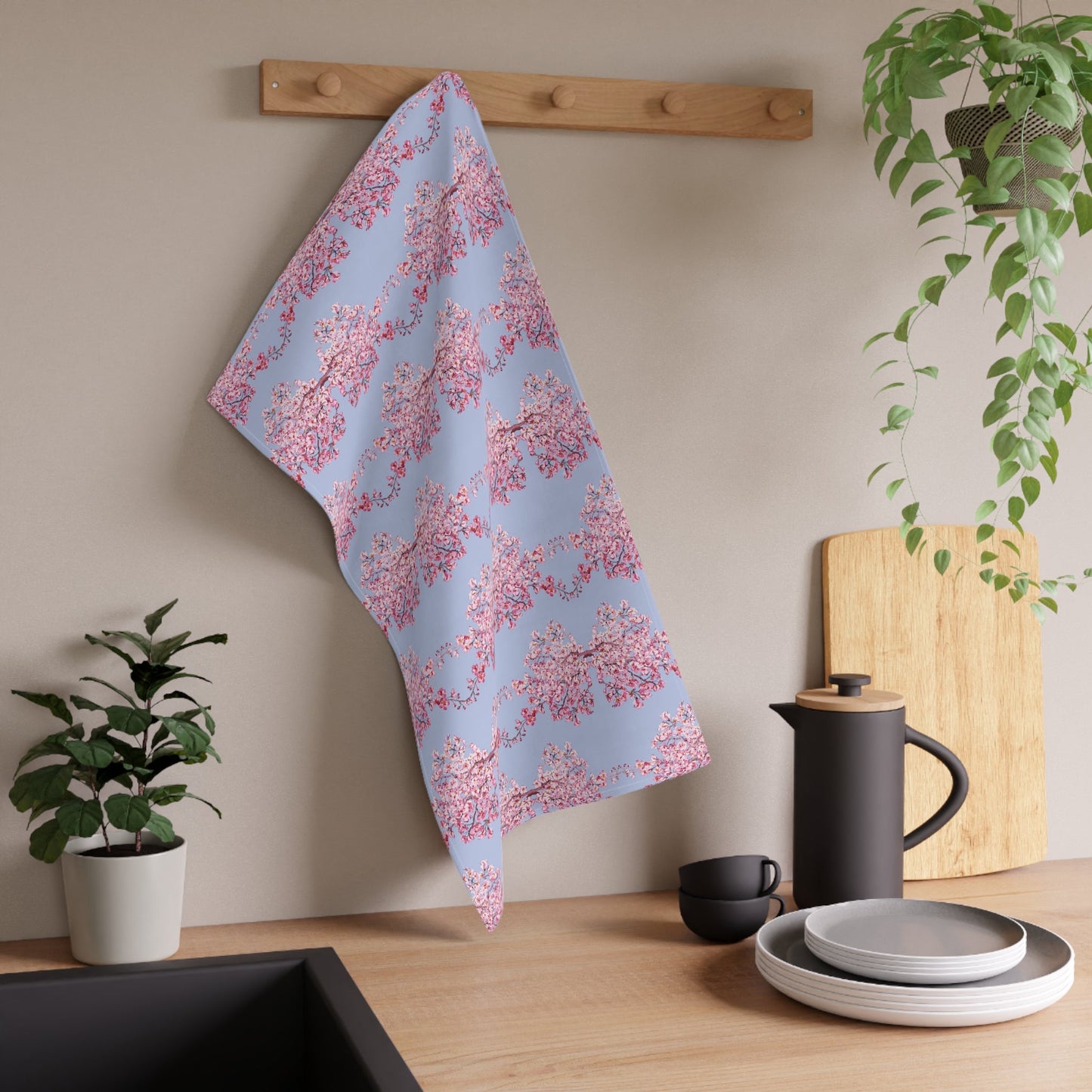 Charming Floral Kitchen Tea Towels - Blue Cava