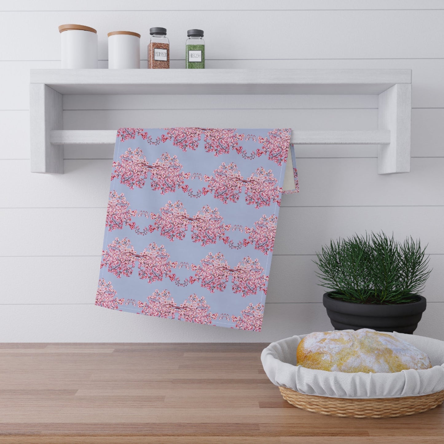 Charming Floral Kitchen Tea Towels - Blue Cava