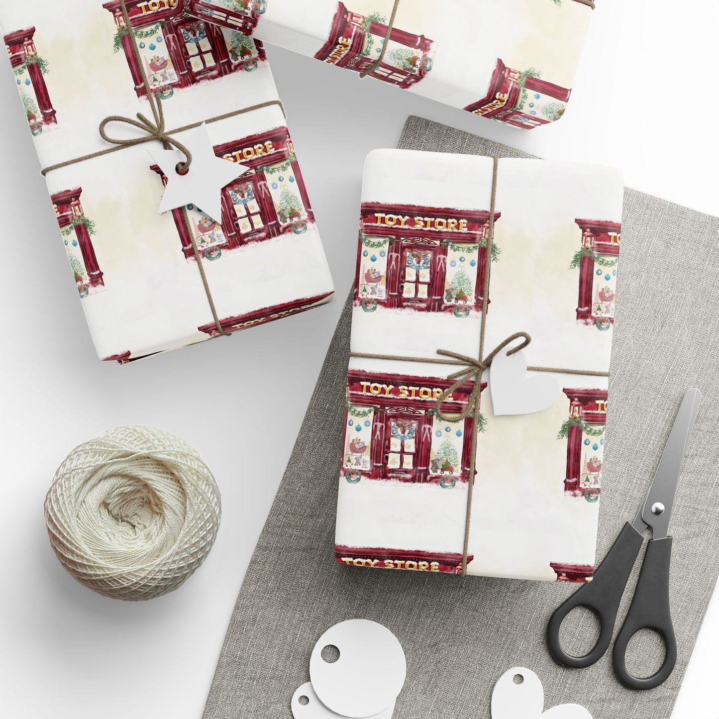 Charming Vintage Toy Store Wrapping Paper | Gift Wrap for Holidays - Blue Cava