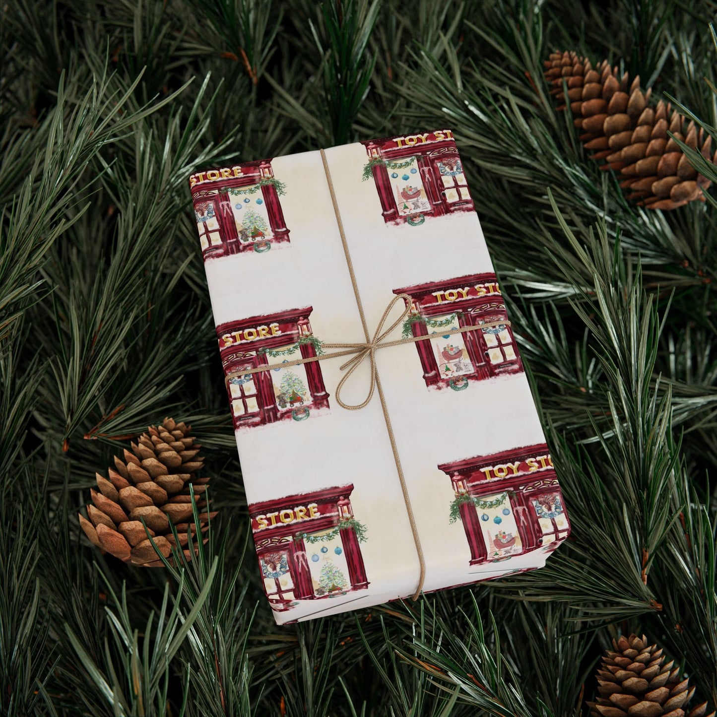 Charming Vintage Toy Store Wrapping Paper | Gift Wrap for Holidays - Blue Cava
