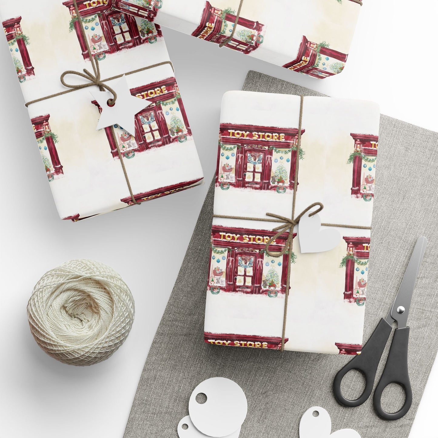 Charming Vintage Toy Store Wrapping Paper | Gift Wrap for Holidays - Blue Cava