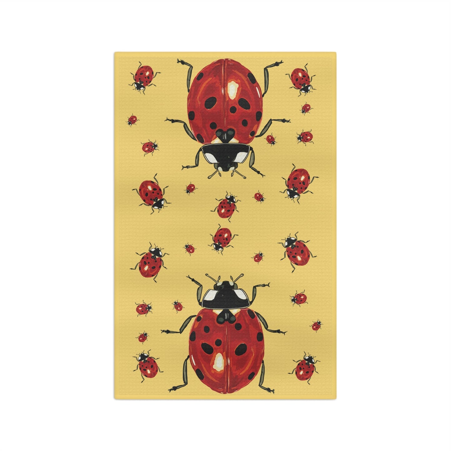 Cheerful Ladybug Microfiber Waffle Towel - Blue Cava