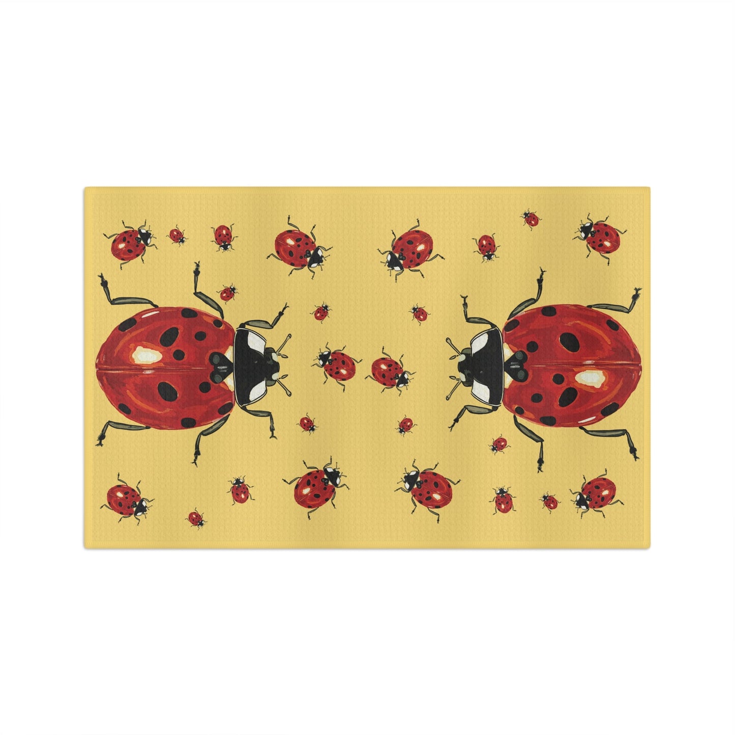 Cheerful Ladybug Microfiber Waffle Towel - Blue Cava