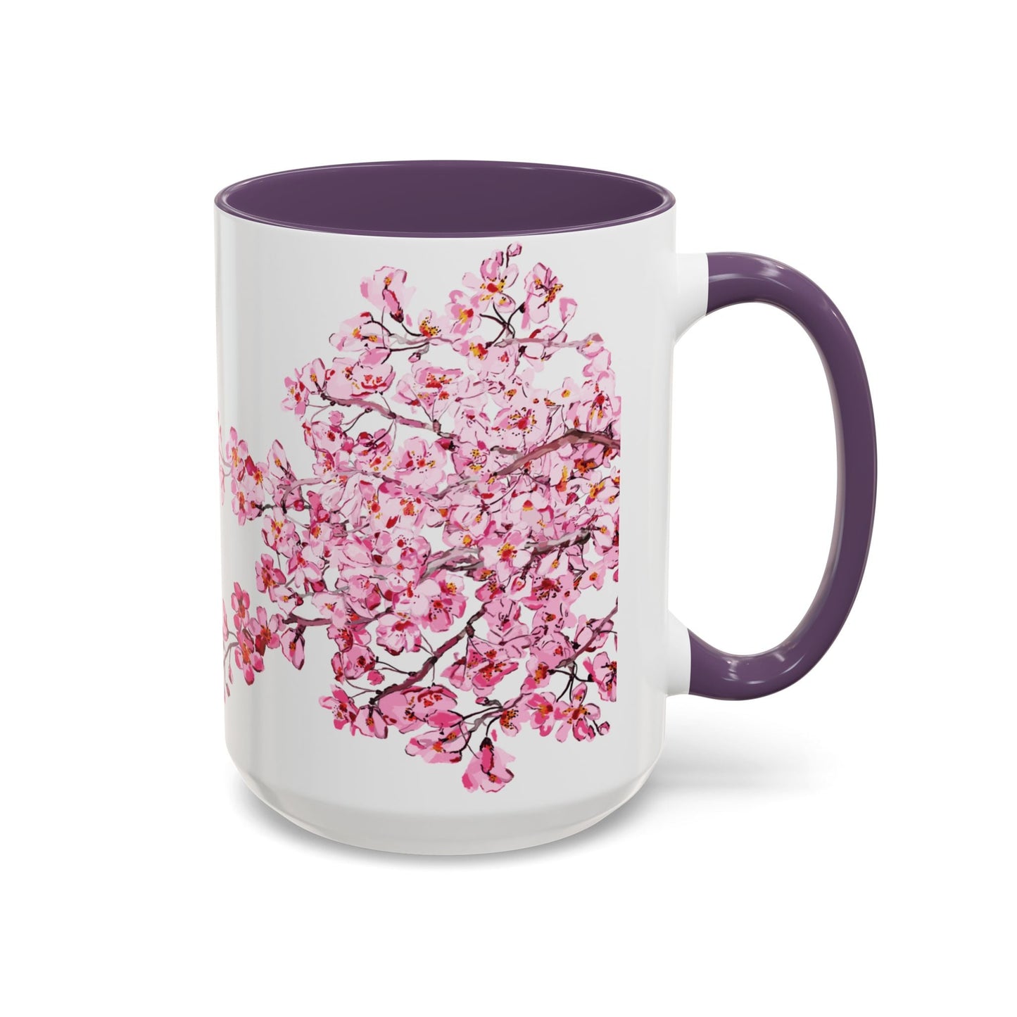 Cherry Blossom Two Tone Ceramic Mug - 11 oz & 15 oz - Blue Cava