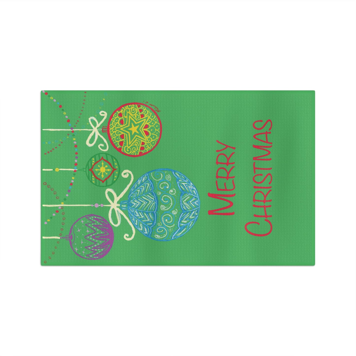 Christmas Balls Microfiber Waffle Towel - Blue Cava
