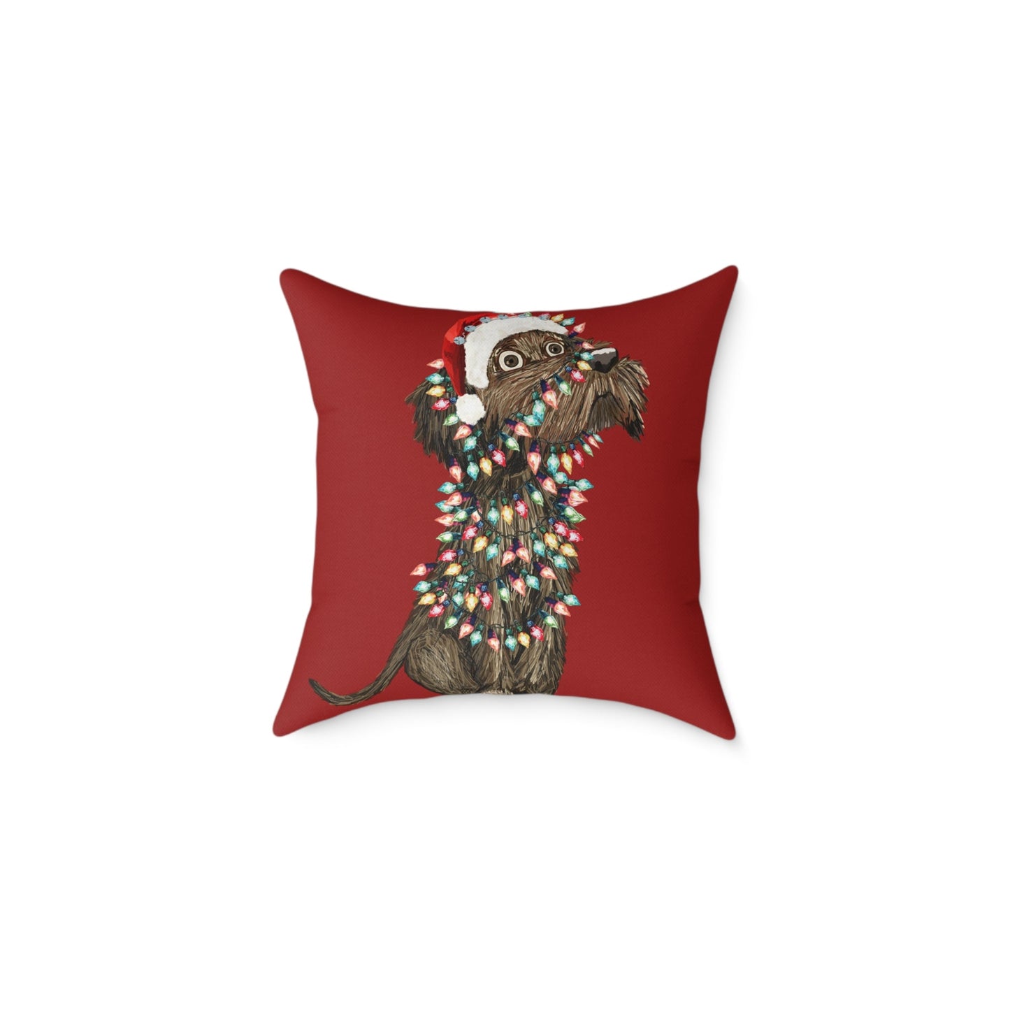 Christmas Dog Pillow, Holiday Throw Pillow, Pet Lover Decor, Christmas Home Accent - Blue Cava