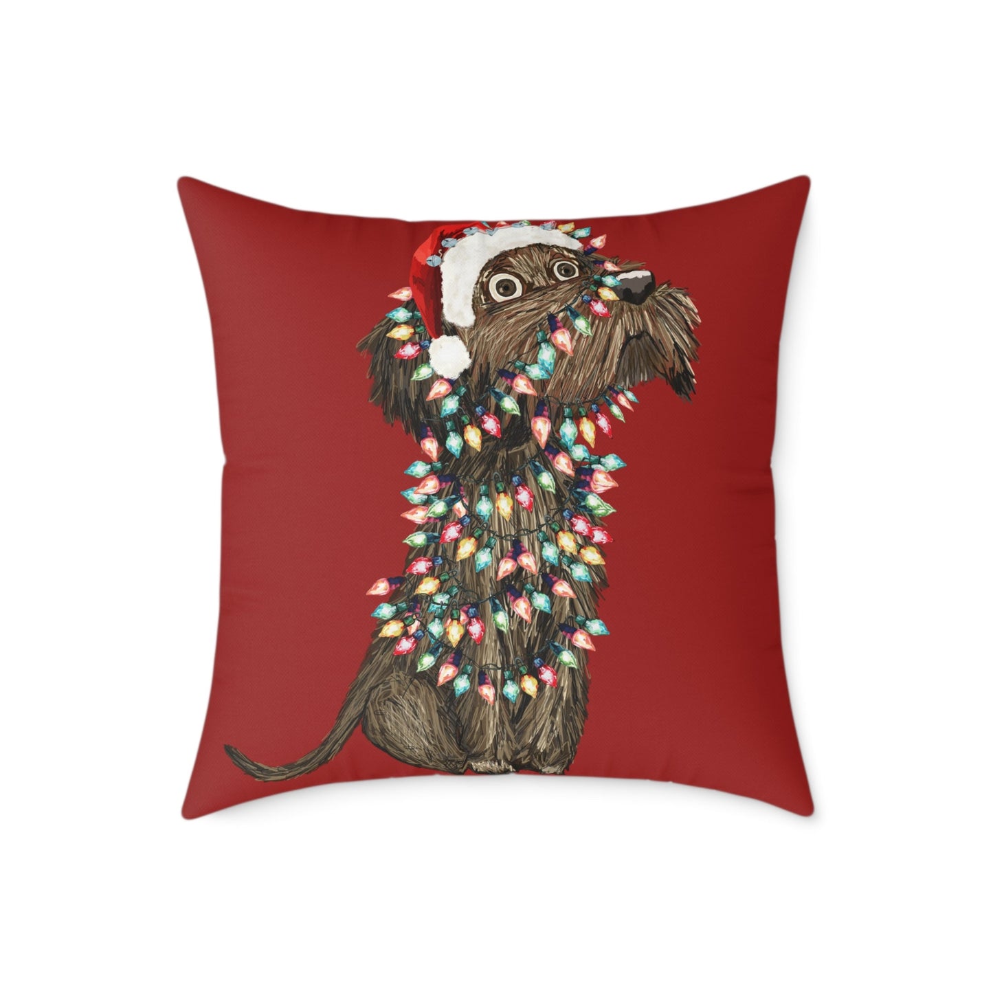 Christmas Dog Pillow, Holiday Throw Pillow, Pet Lover Decor, Christmas Home Accent - Blue Cava