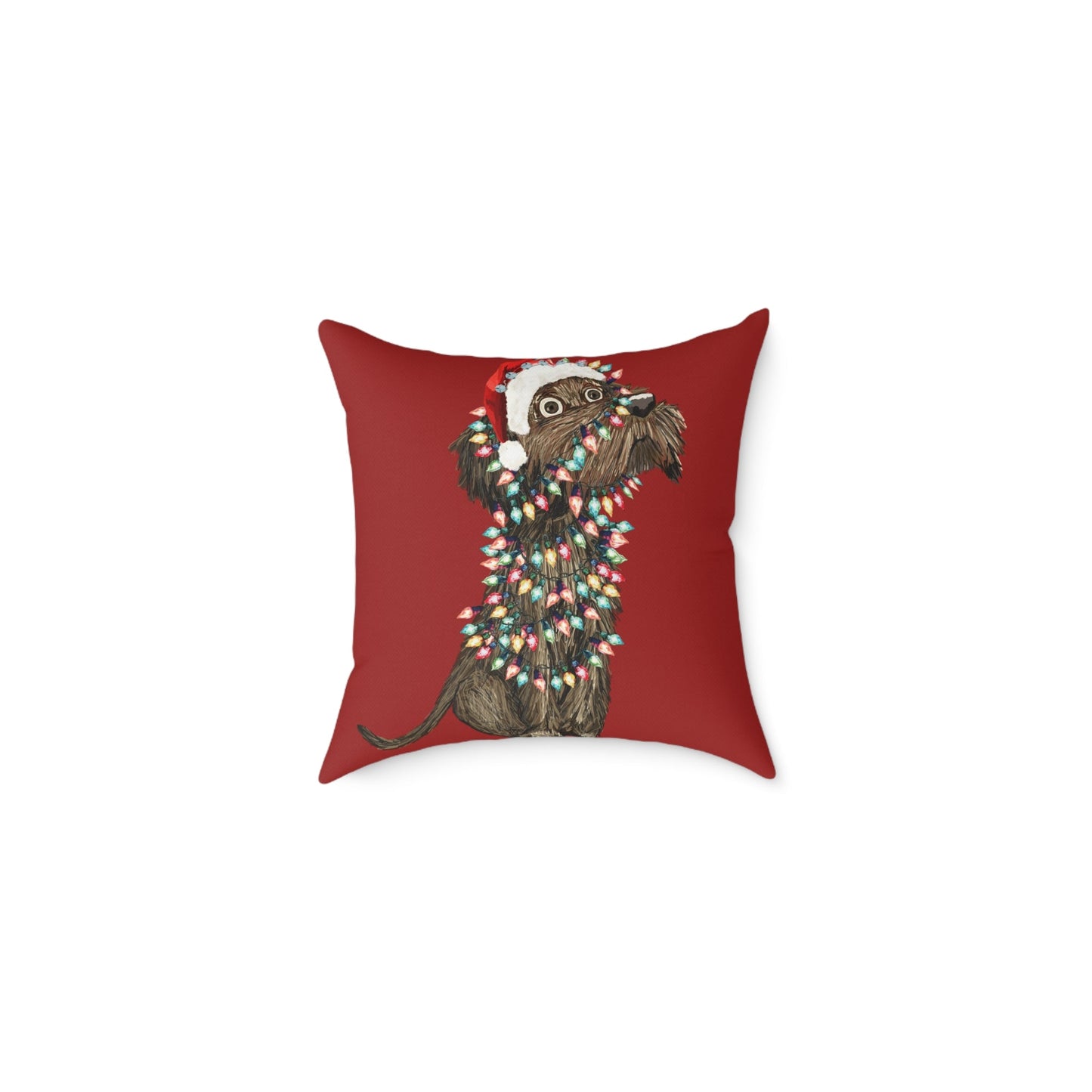 Christmas Dog Pillow, Holiday Throw Pillow, Pet Lover Decor, Christmas Home Accent - Blue Cava