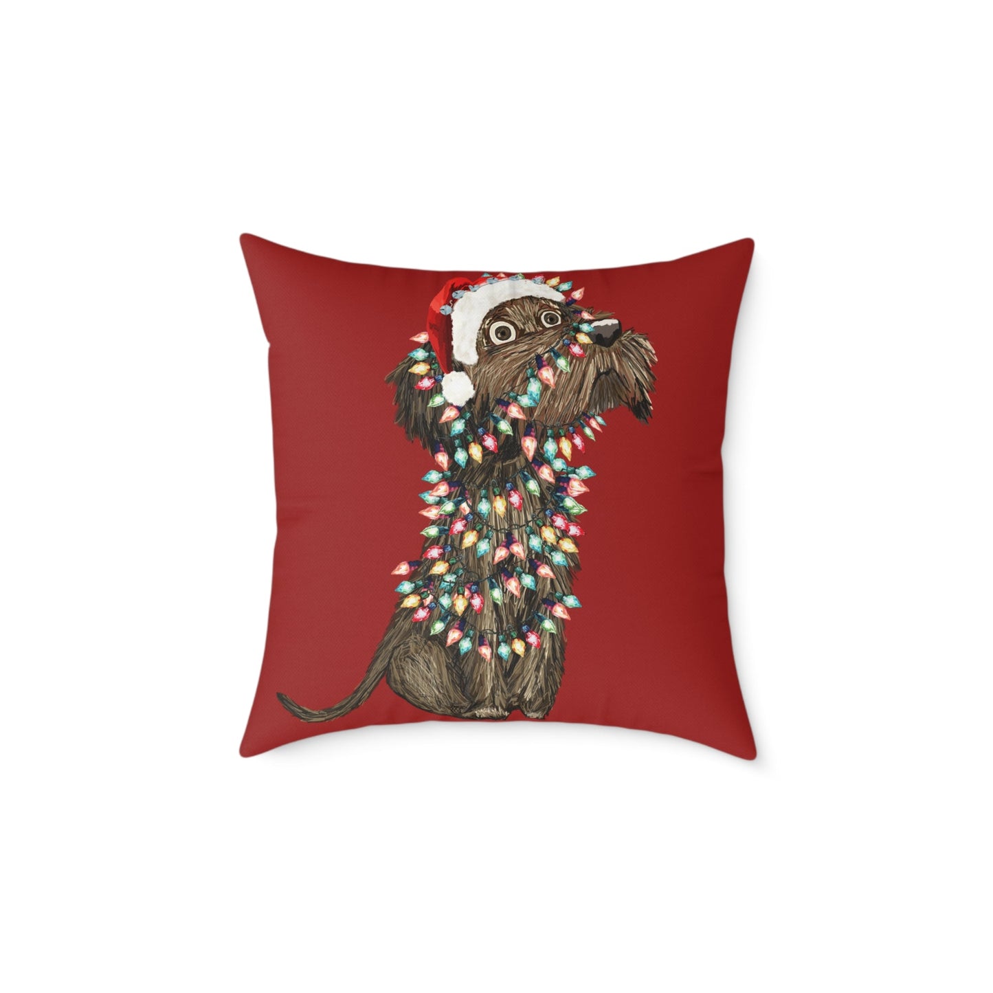 Christmas Dog Pillow, Holiday Throw Pillow, Pet Lover Decor, Christmas Home Accent - Blue Cava