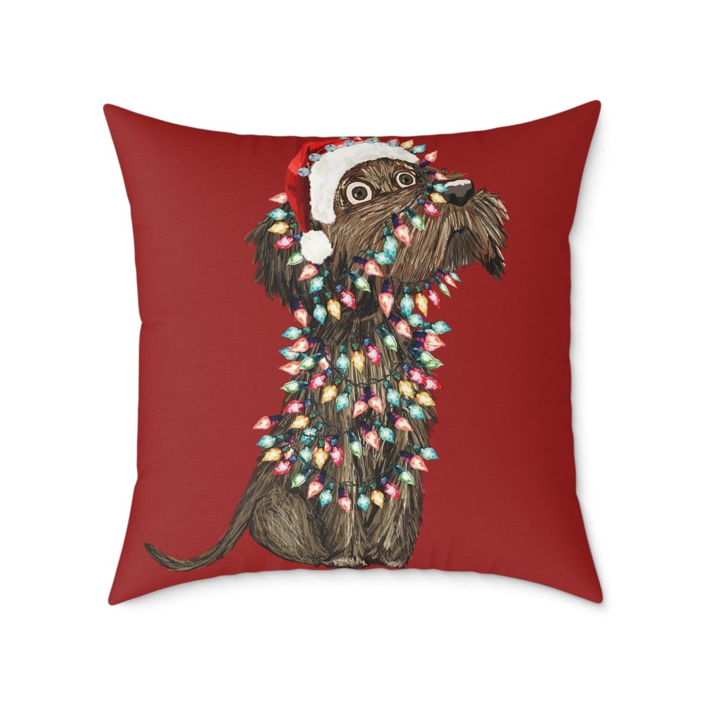 Christmas Dog Pillow, Holiday Throw Pillow, Pet Lover Decor, Christmas Home Accent - Blue Cava