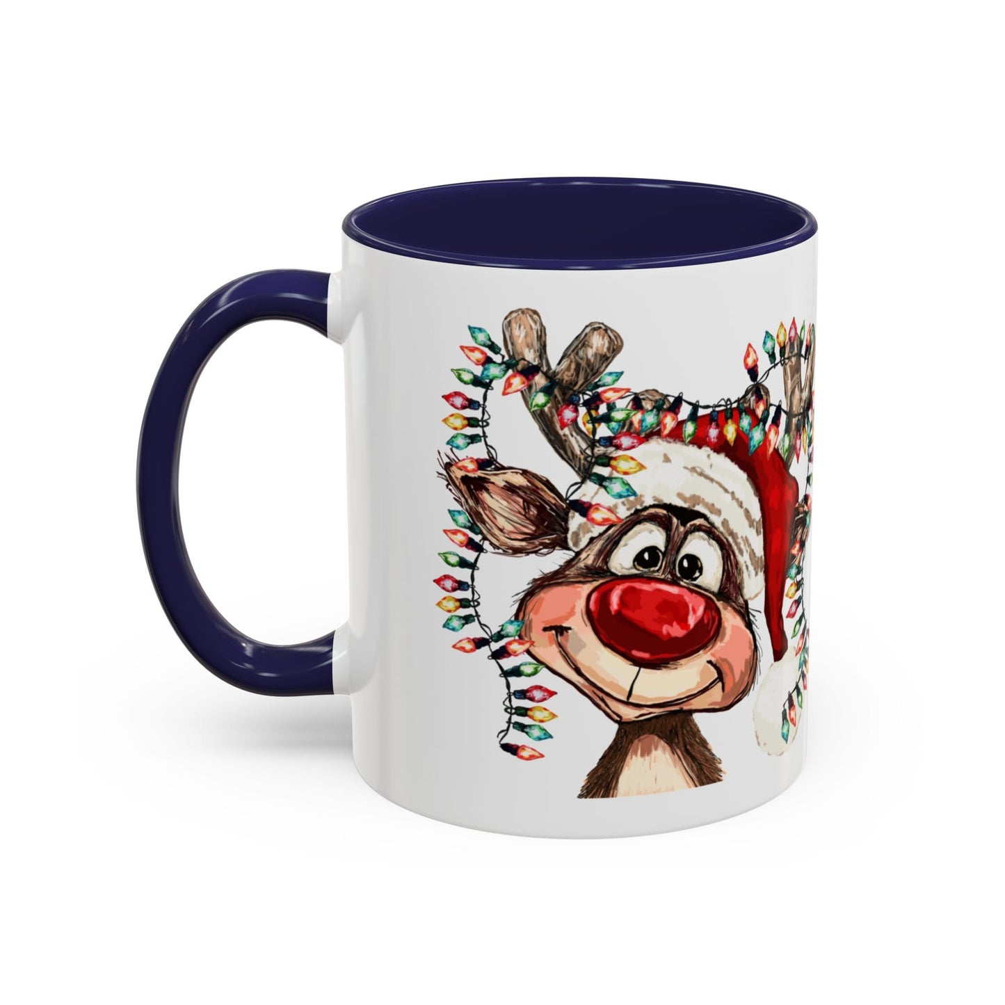 Christmas Reindeer Two Tone Ceramic Mug 11oz & 15oz - Blue Cava