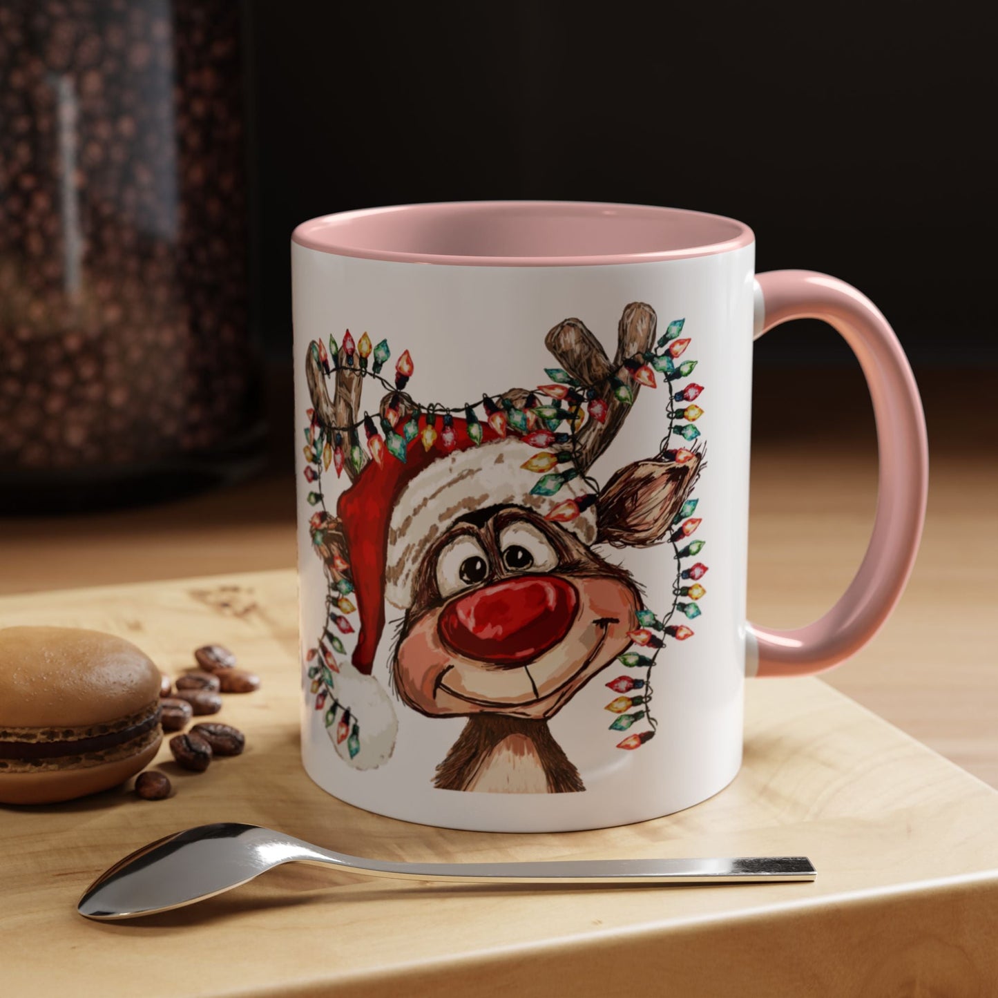 Christmas Reindeer Two Tone Ceramic Mug 11oz & 15oz - Blue Cava