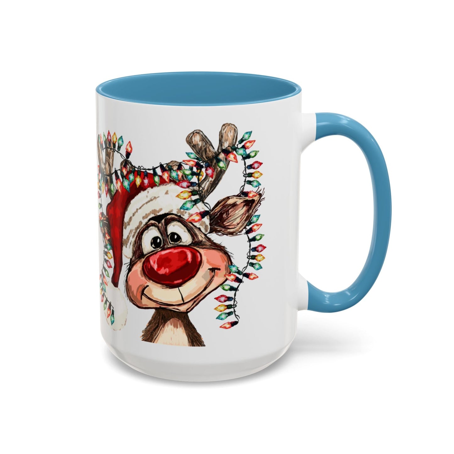 Christmas Reindeer Two Tone Ceramic Mug 11oz & 15oz - Blue Cava