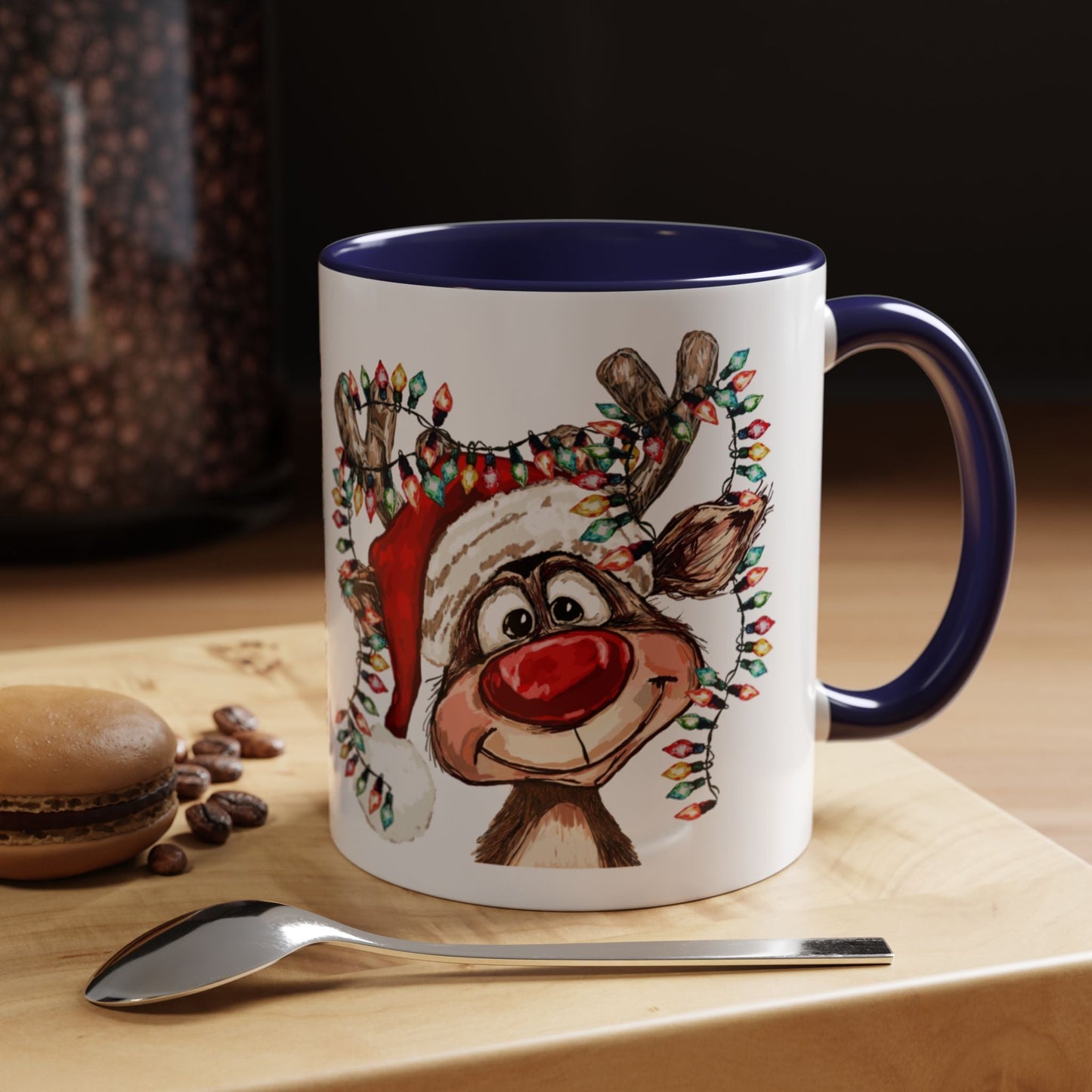Christmas Reindeer Two Tone Ceramic Mug 11oz & 15oz - Blue Cava