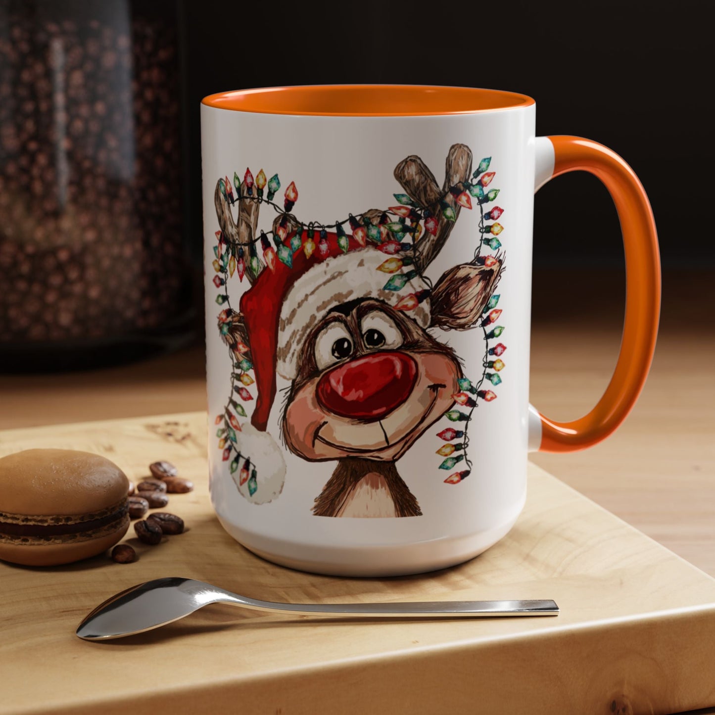 Christmas Reindeer Two Tone Ceramic Mug 11oz & 15oz - Blue Cava