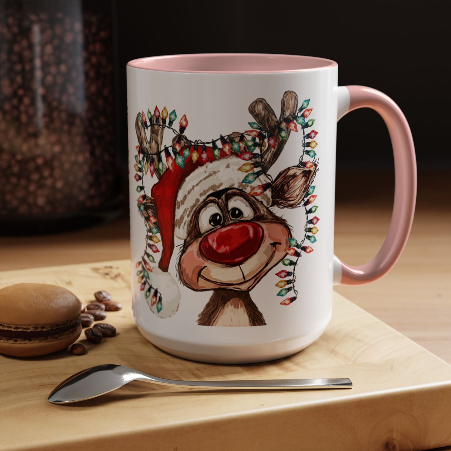 Christmas Reindeer Two Tone Ceramic Mug 11oz & 15oz - Blue Cava