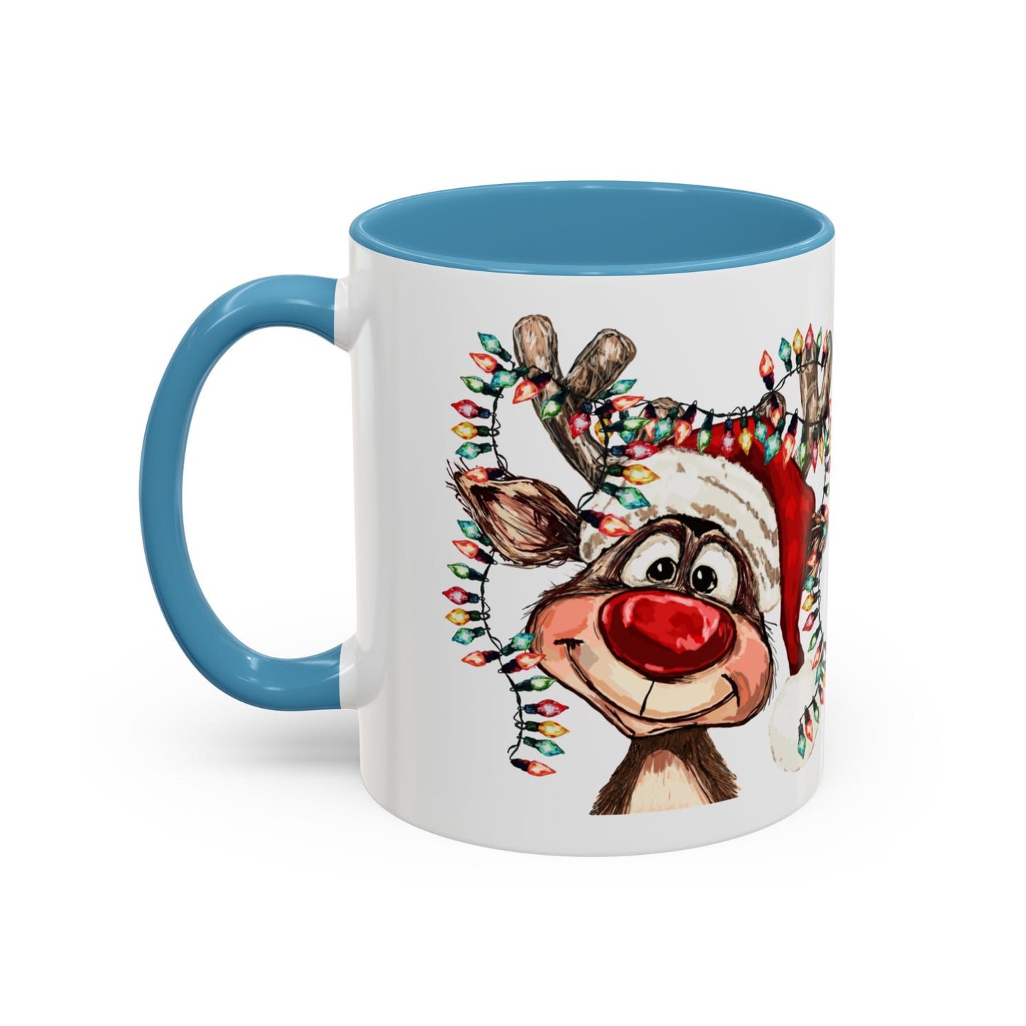 Christmas Reindeer Two Tone Ceramic Mug 11oz & 15oz - Blue Cava