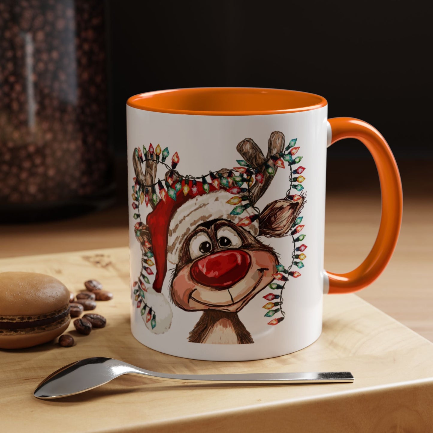 Christmas Reindeer Two Tone Ceramic Mug 11oz & 15oz - Blue Cava
