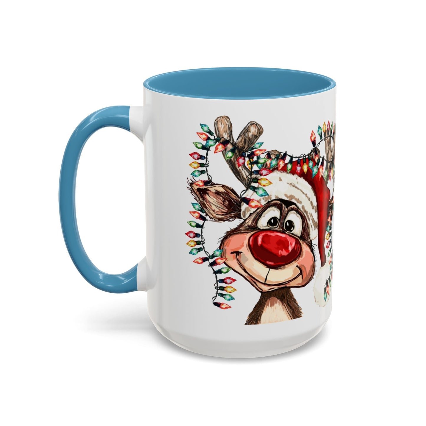 Christmas Reindeer Two Tone Ceramic Mug 11oz & 15oz - Blue Cava