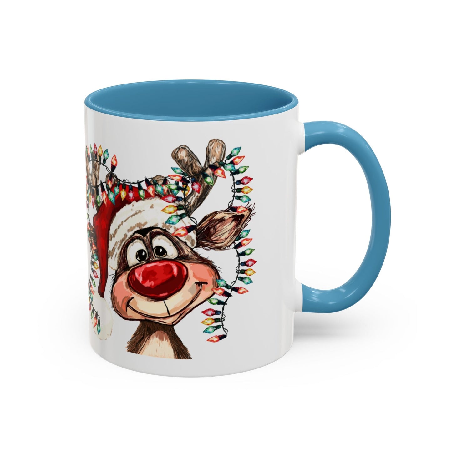 Christmas Reindeer Two Tone Ceramic Mug 11oz & 15oz - Blue Cava