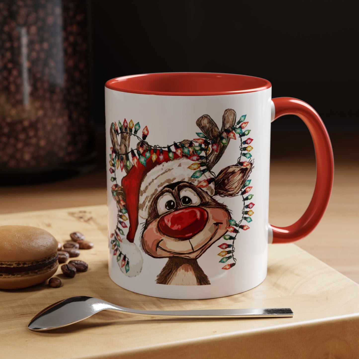 Christmas Reindeer Two Tone Ceramic Mug 11oz & 15oz - Blue Cava
