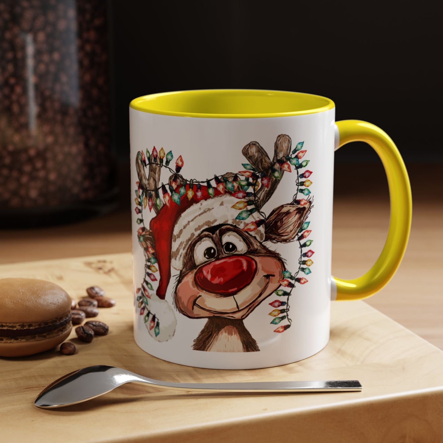 Christmas Reindeer Two Tone Ceramic Mug 11oz & 15oz - Blue Cava
