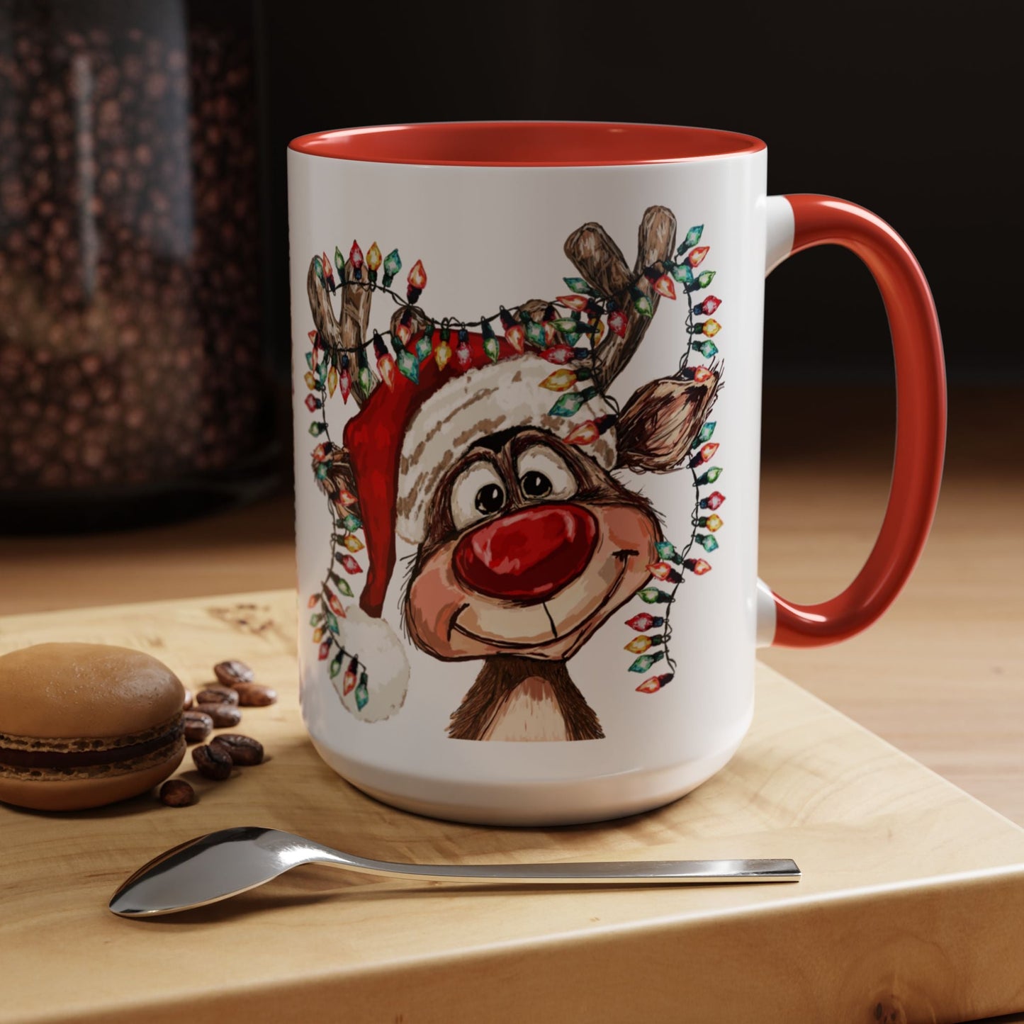 Christmas Reindeer Two Tone Ceramic Mug 11oz & 15oz - Blue Cava
