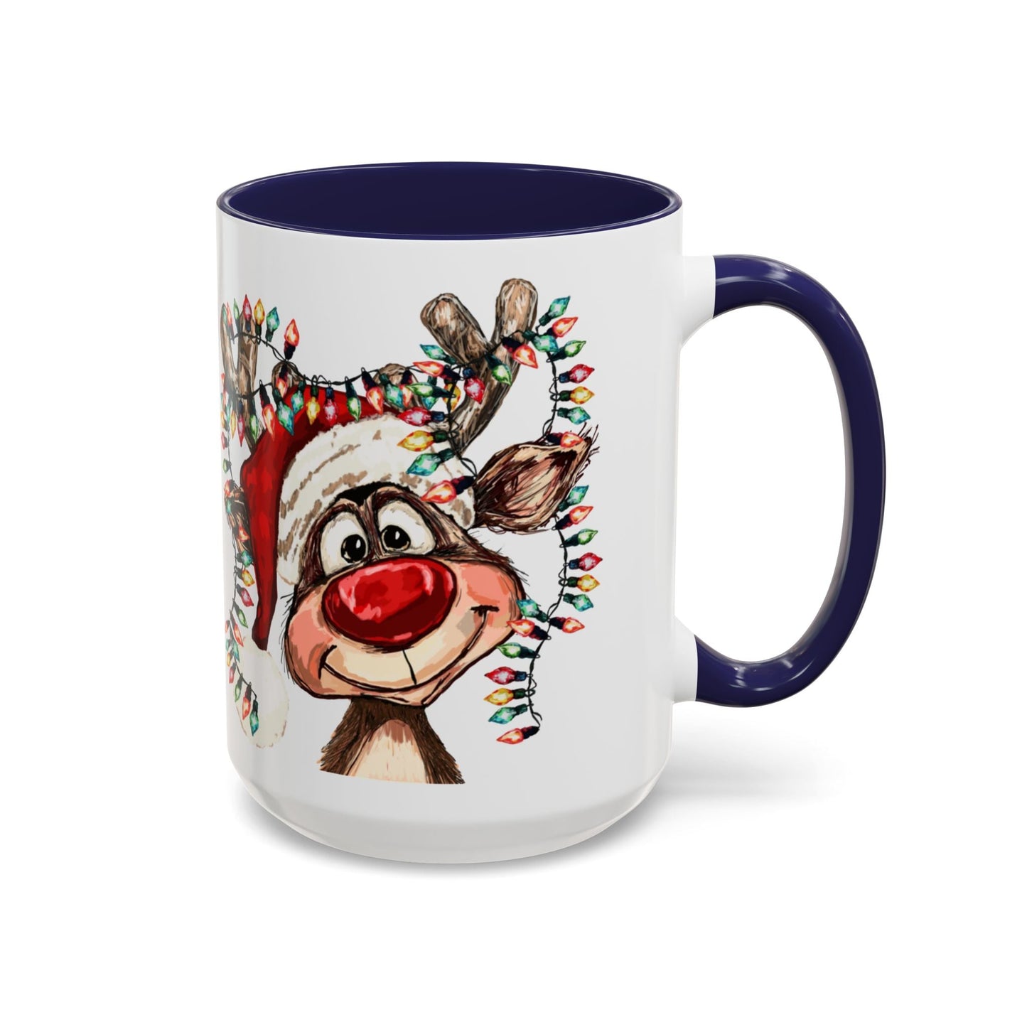 Christmas Reindeer Two Tone Ceramic Mug 11oz & 15oz - Blue Cava