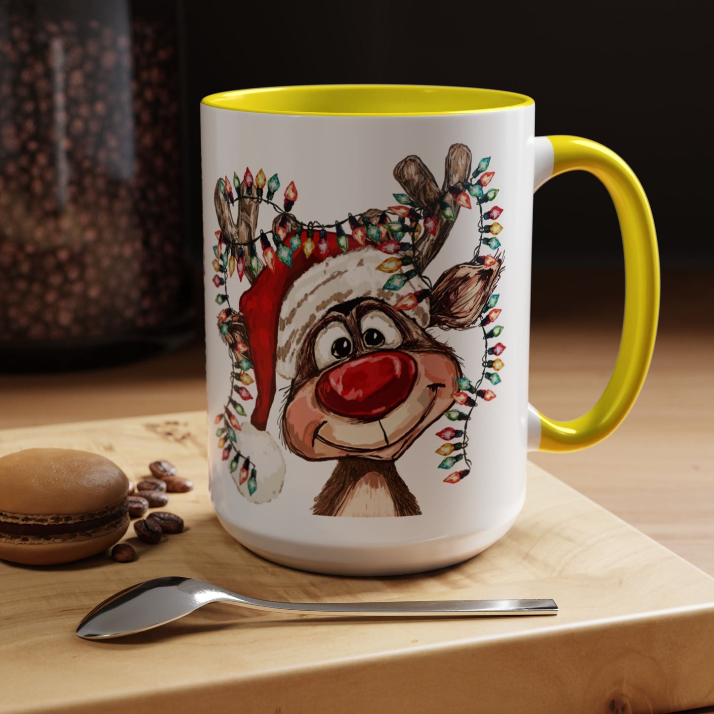 Christmas Reindeer Two Tone Ceramic Mug 11oz & 15oz - Blue Cava