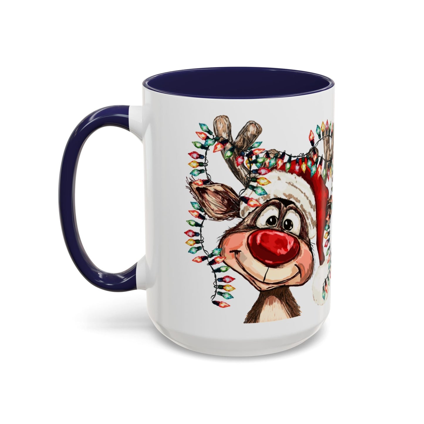 Christmas Reindeer Two Tone Ceramic Mug 11oz & 15oz - Blue Cava