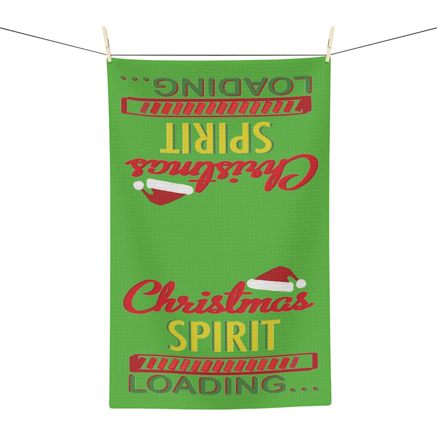 Christmas Spirit Loading Microfiber Waffle Towel - Blue Cava