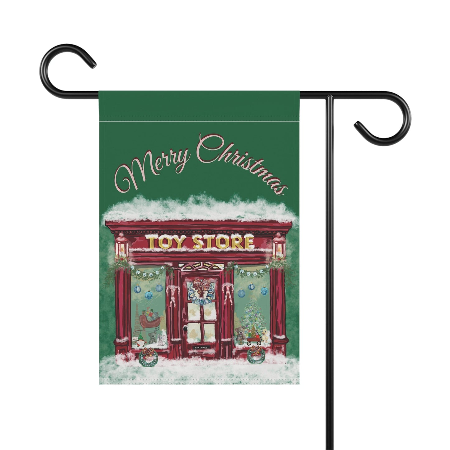 Christmas Toy Store Garden Flag - Blue Cava