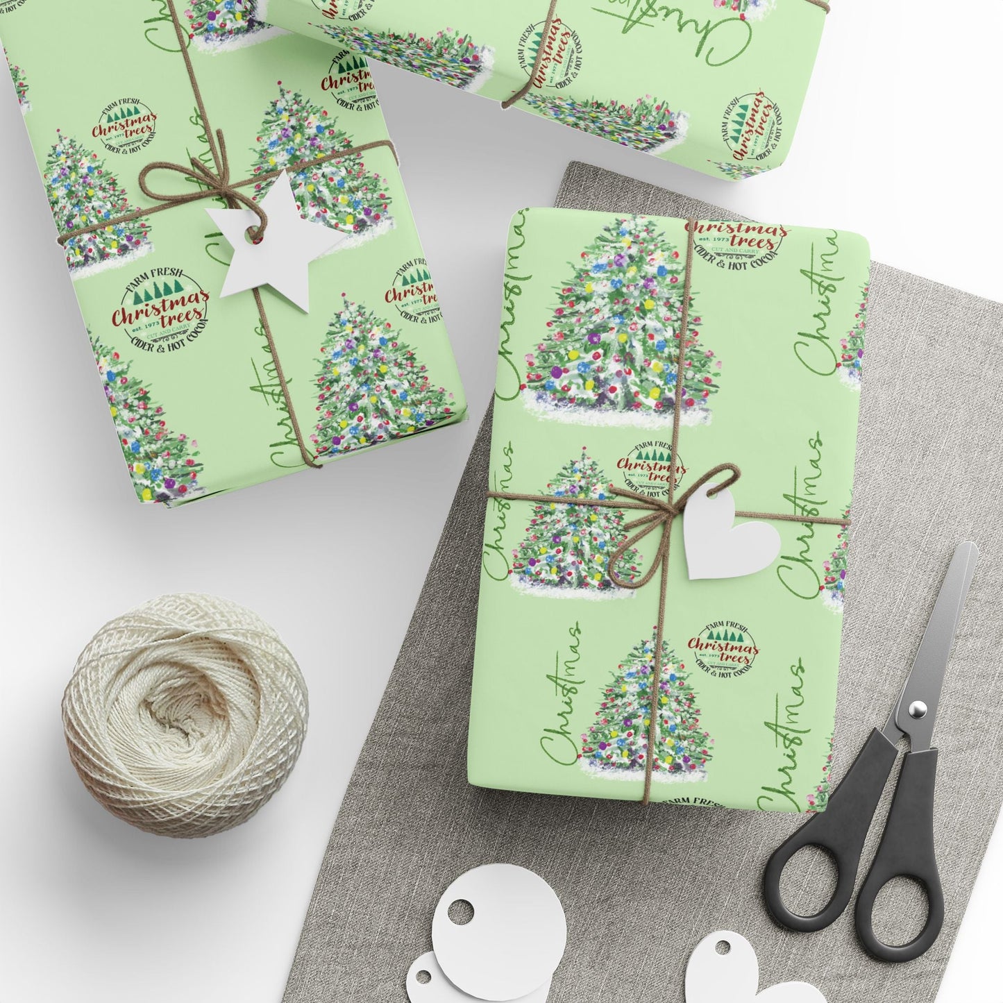 Christmas Tree Wrapping Papers - Blue Cava