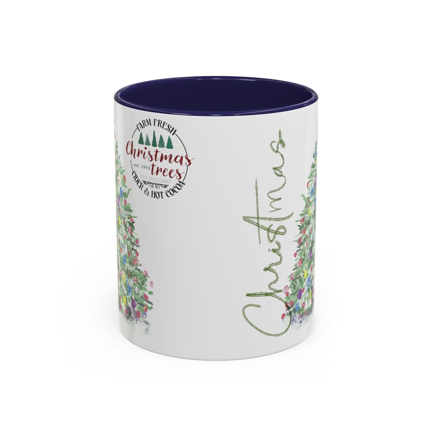 Christmas Two Tone Accent Coffee Mug (11oz, 15oz) - Blue Cava