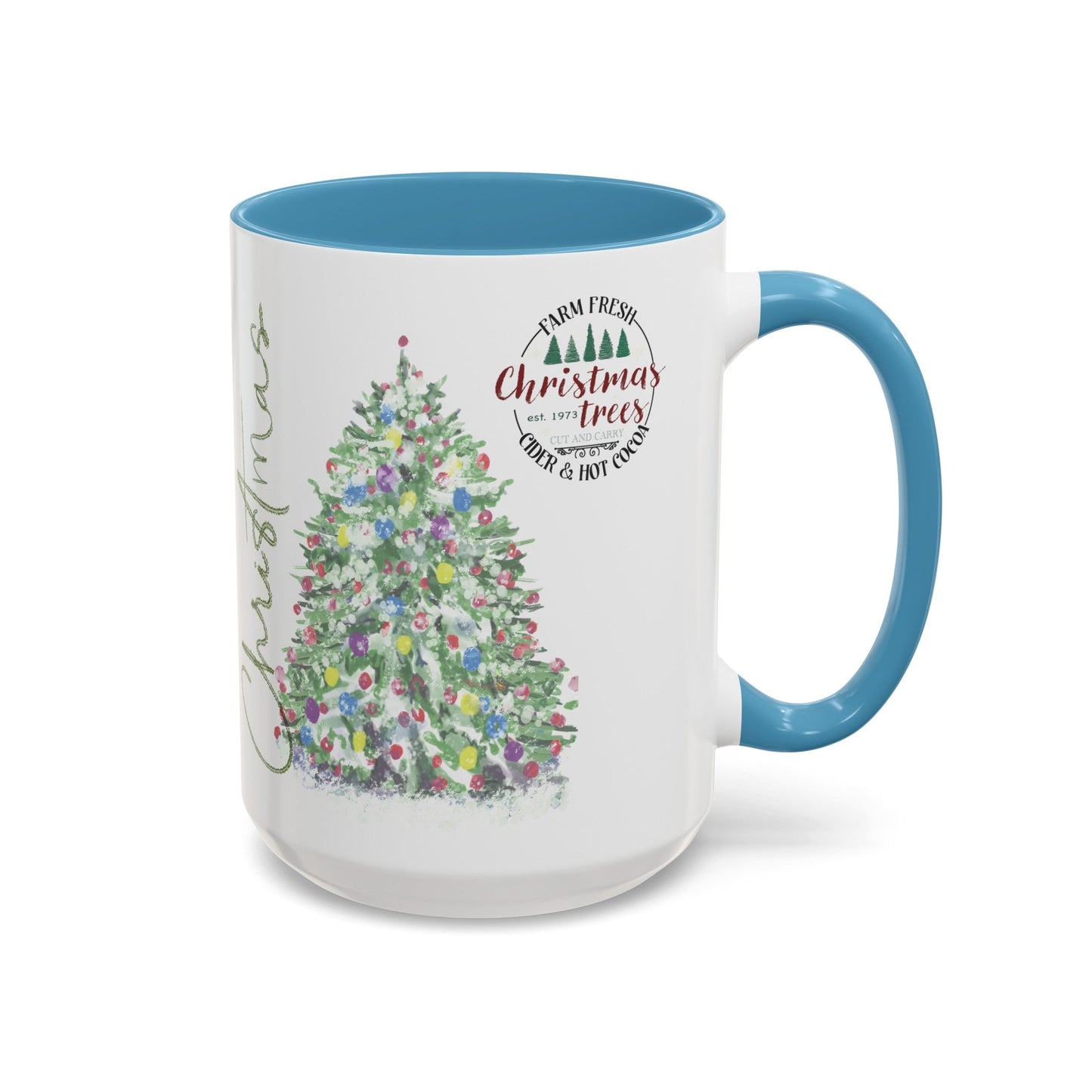 Christmas Two Tone Accent Coffee Mug (11oz, 15oz) - Blue Cava