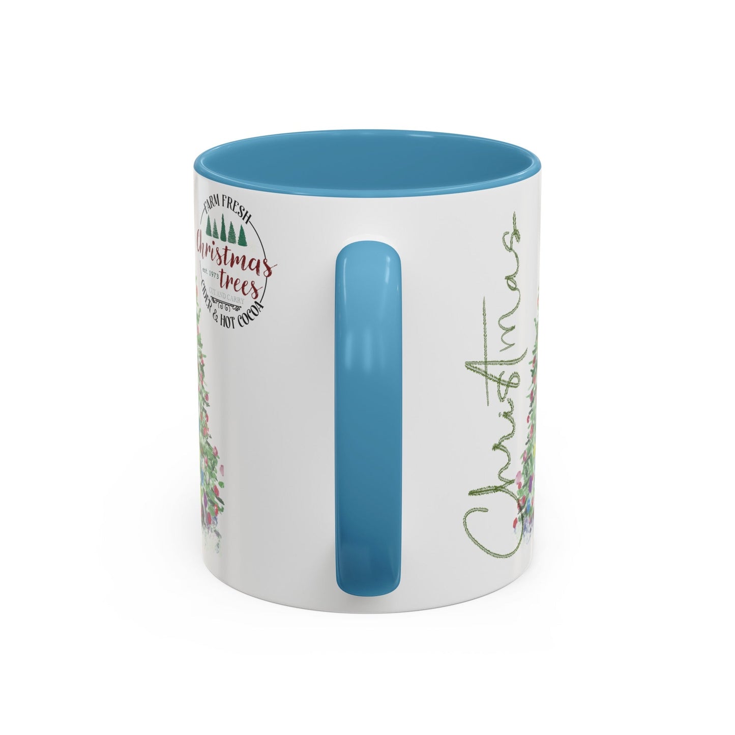 Christmas Two Tone Accent Coffee Mug (11oz, 15oz) - Blue Cava