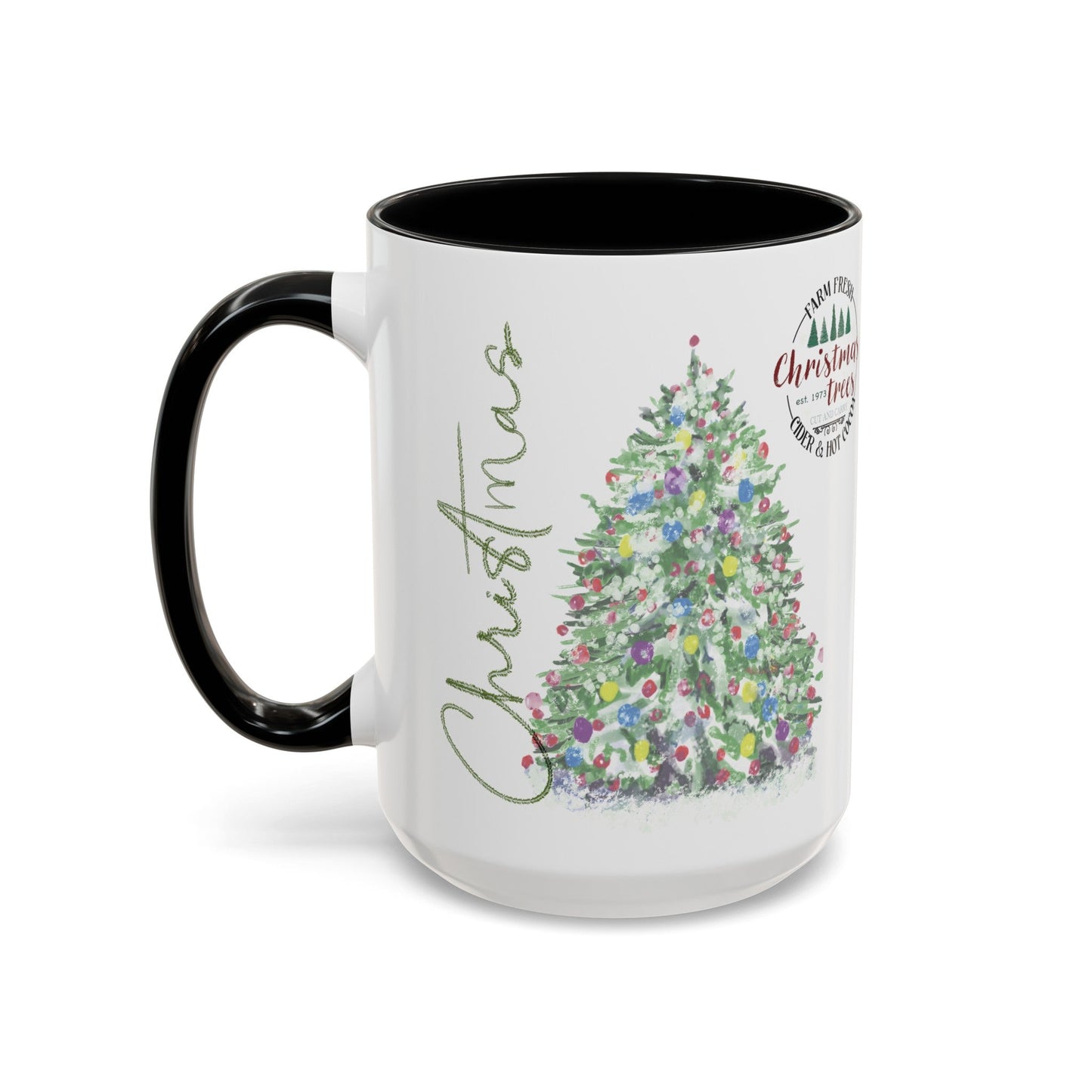 Christmas Two Tone Accent Coffee Mug (11oz, 15oz) - Blue Cava
