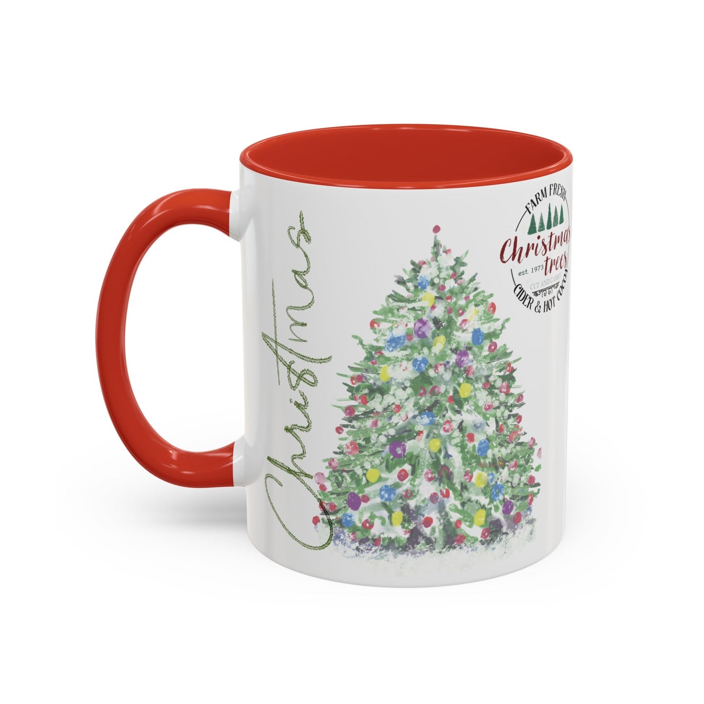 Christmas Two Tone Accent Coffee Mug (11oz, 15oz) - Blue Cava