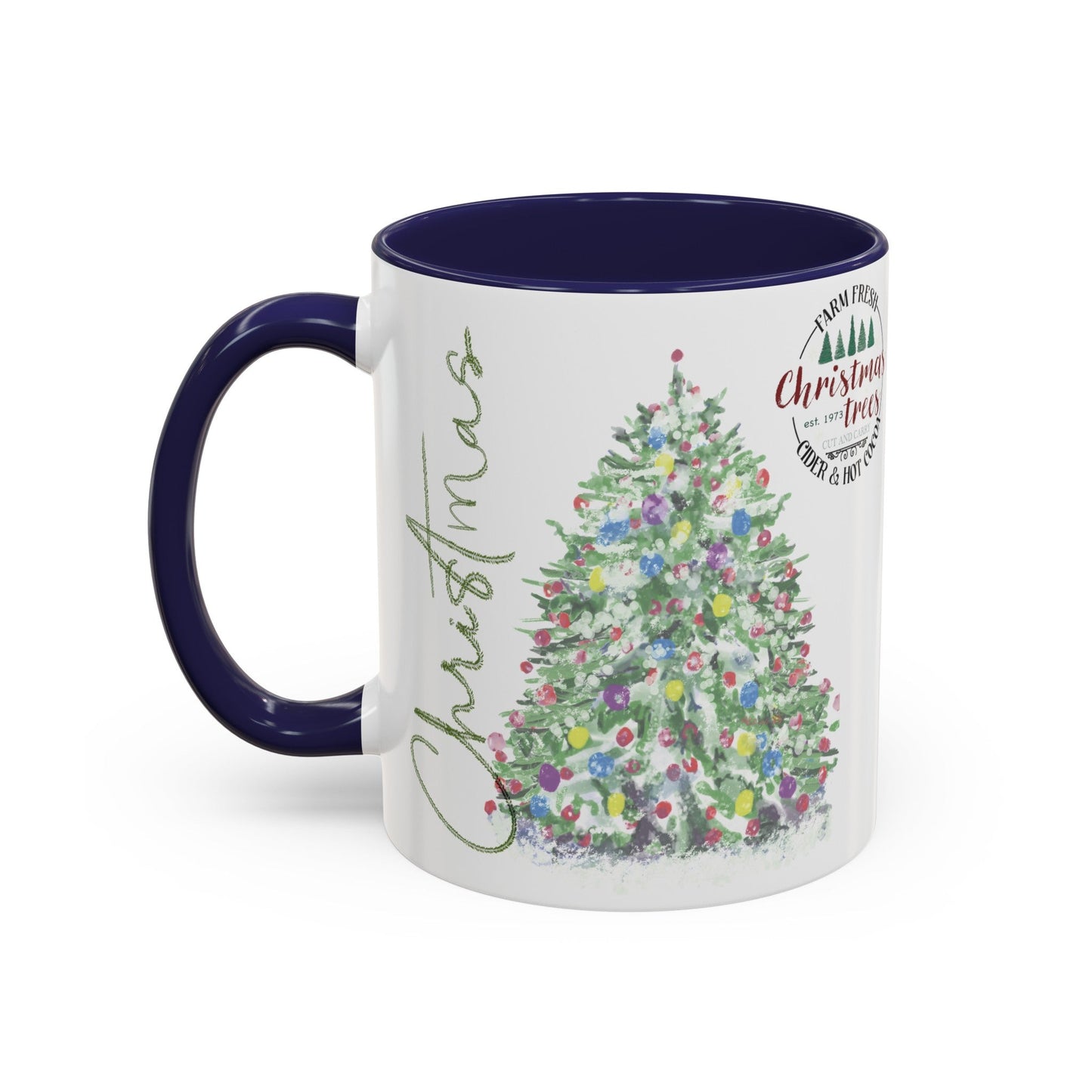 Christmas Two Tone Accent Coffee Mug (11oz, 15oz) - Blue Cava