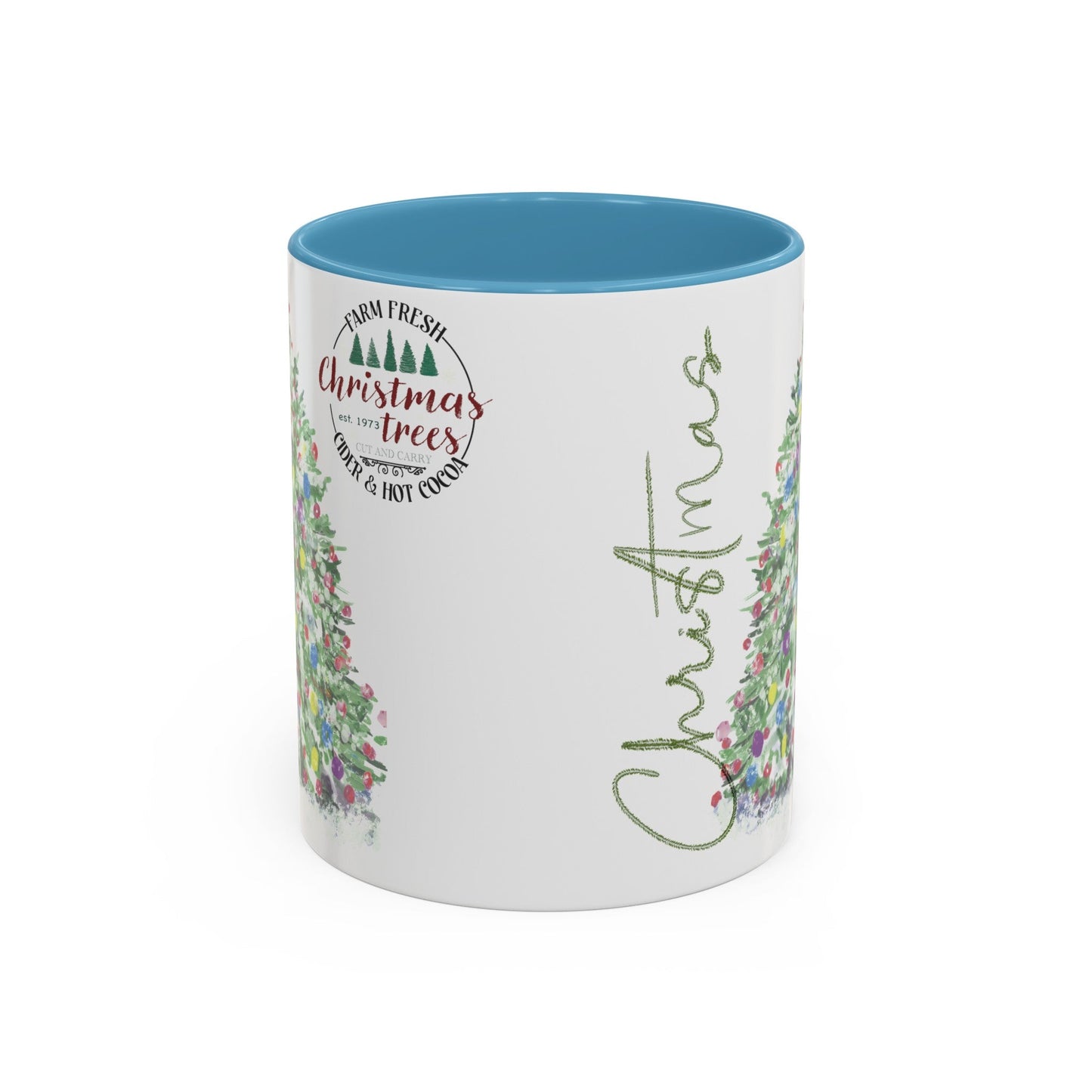 Christmas Two Tone Accent Coffee Mug (11oz, 15oz) - Blue Cava