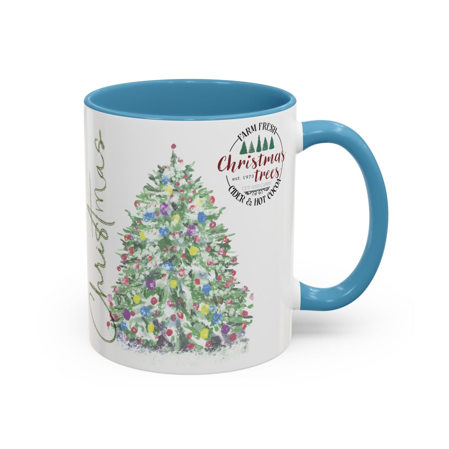 Christmas Two Tone Accent Coffee Mug (11oz, 15oz) - Blue Cava