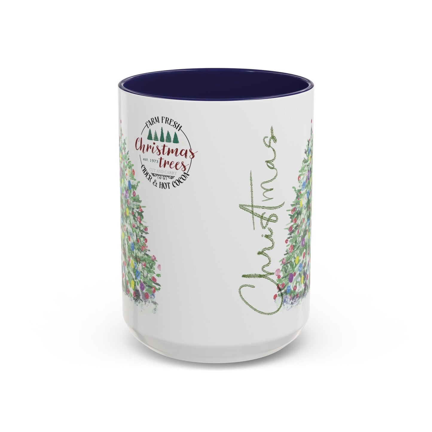 Christmas Two Tone Accent Coffee Mug (11oz, 15oz) - Blue Cava