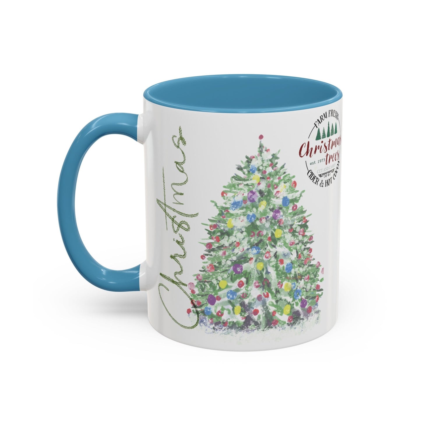 Christmas Two Tone Accent Coffee Mug (11oz, 15oz) - Blue Cava