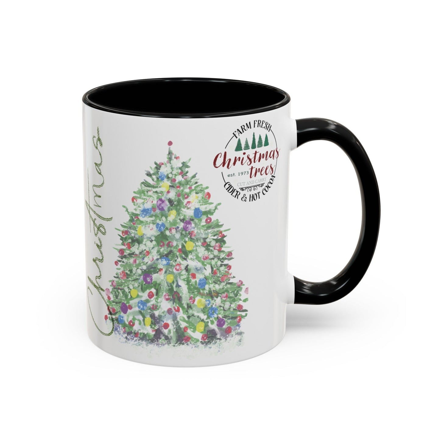 Christmas Two Tone Accent Coffee Mug (11oz, 15oz) - Blue Cava