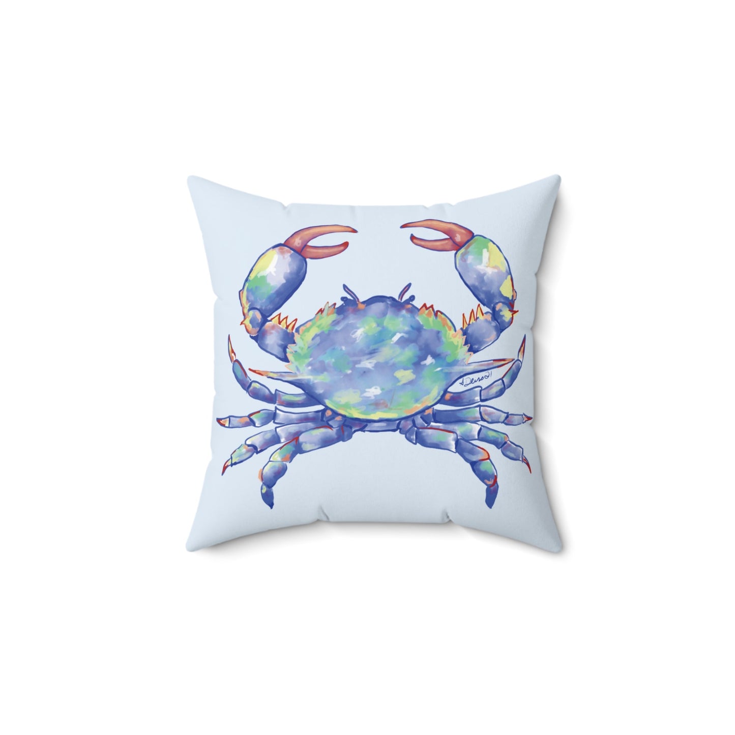 Coastal Blue Crab Polyester Spun Throw Pillow - Blue Cava