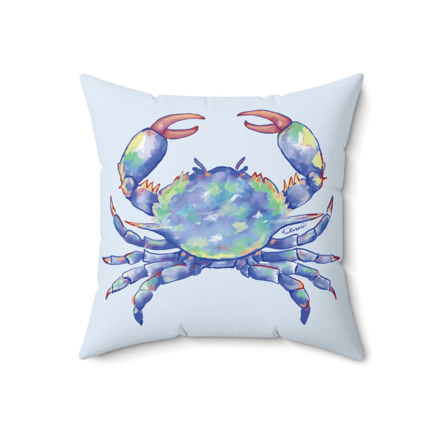 Coastal Blue Crab Polyester Spun Throw Pillow - Blue Cava