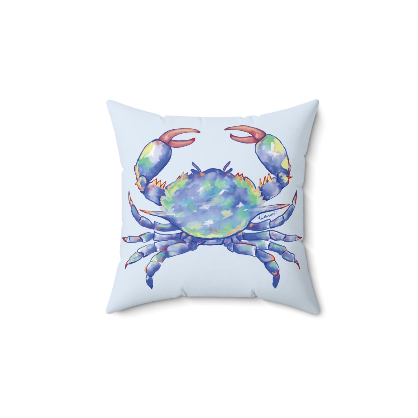 Coastal Blue Crab Polyester Spun Throw Pillow - Blue Cava