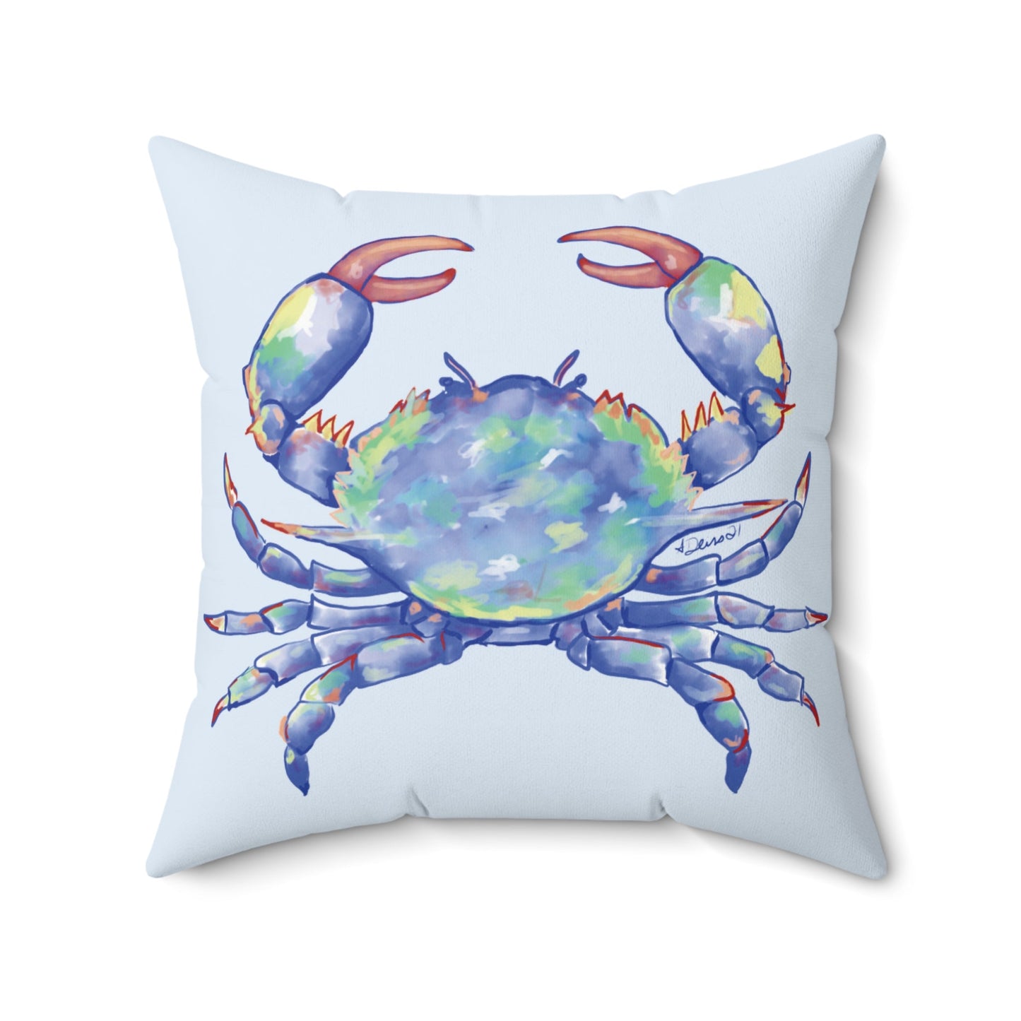 Coastal Blue Crab Polyester Spun Throw Pillow - Blue Cava