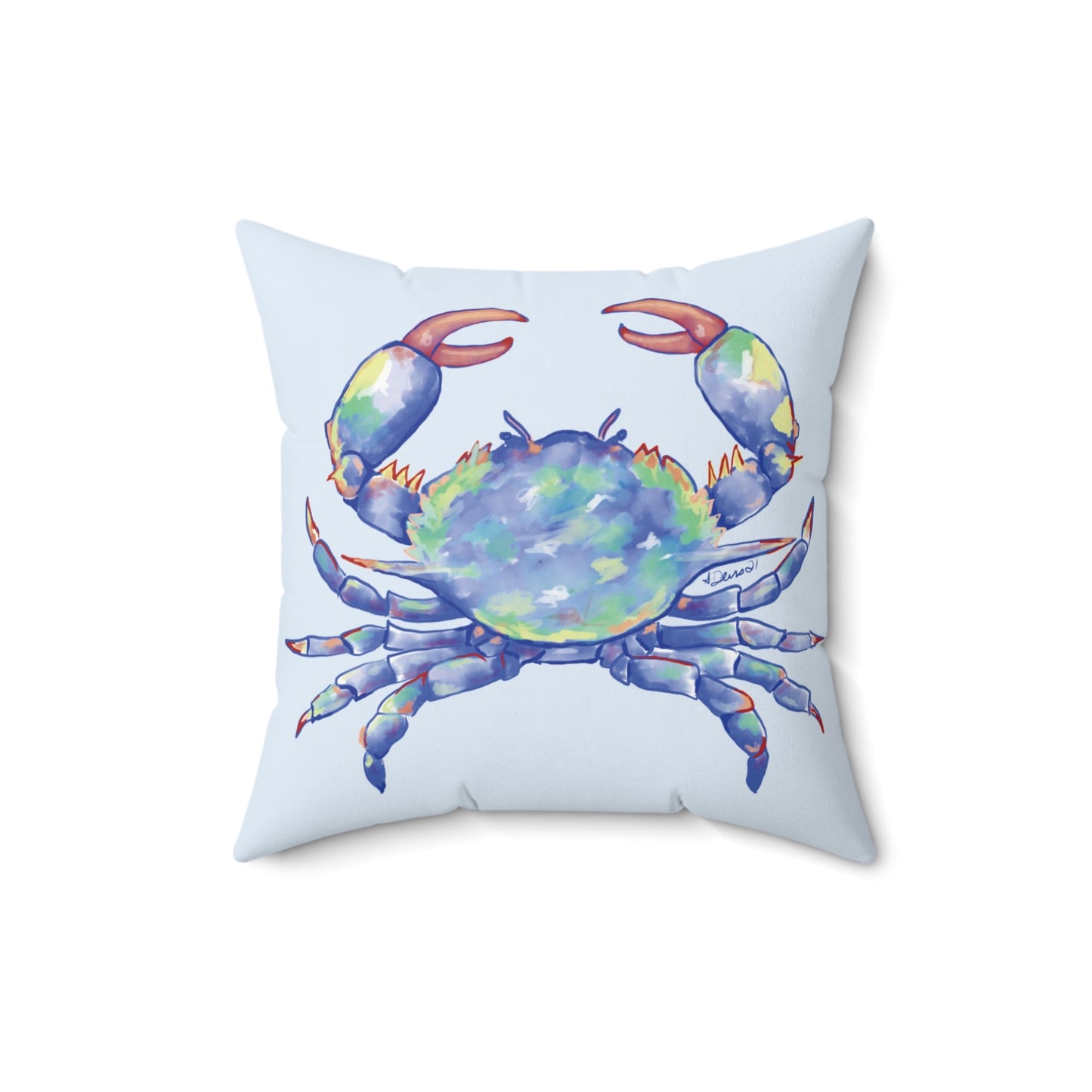 Coastal Blue Crab Polyester Spun Throw Pillow - Blue Cava