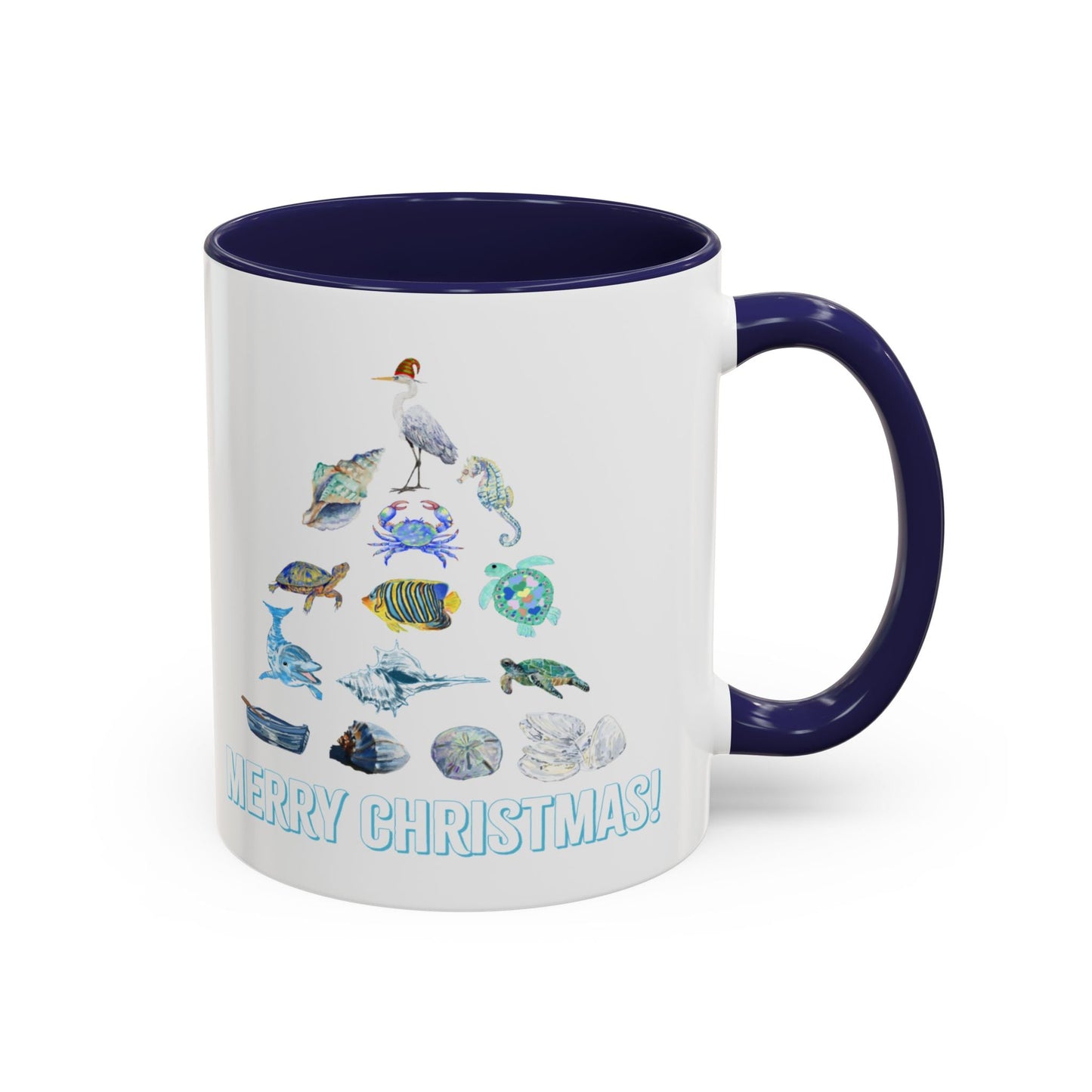 Coastal Christmas Tree Two Tone Coffee Mug (11, 15oz) - Blue Cava